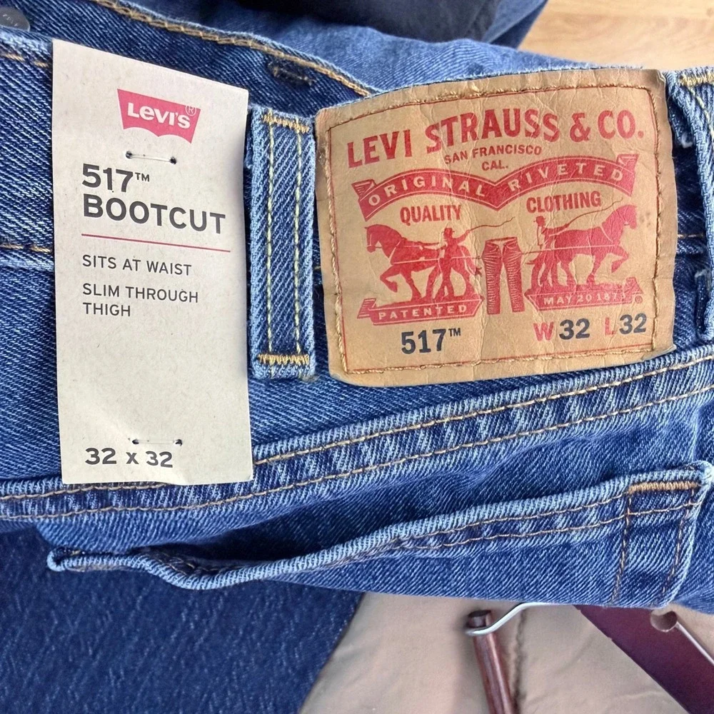 Levi's 517 Bootcut Jeans Mens 32x32 Blue Denim Western Cowboy Americana NWT